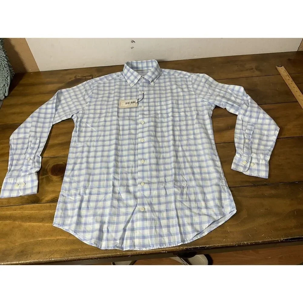 PETER MILLAR MENS GOLF L/S FINLEY SUMMER SOFT COTTON SPORT DRESS SHIRT SIZE MED